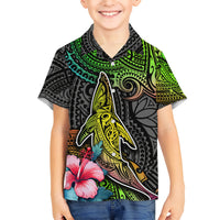 Polynesian Kid Hawaiian Shirt Whales and Compass Gradient Pattern TS04 Kid Gradient - Polynesian Pride