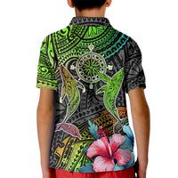Polynesian Kid Polo Shirt Whales and Compass Gradient Pattern TS04 - Polynesian Pride