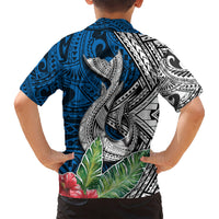 Polynesian Kid Hawaiian Shirt Whale Pattern and Hibiscus Flowers TS04 - Polynesian Pride