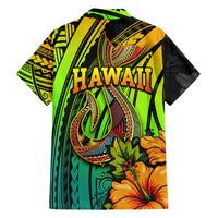 Hawaii Family Matching Summer Maxi Dress and Hawaiian Shirt Polynesian Fish Hook and Hibiscus Flowers with Gradient Pattern TS04 - Polynesian Pride