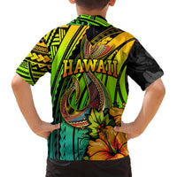 Hawaii Hawaiian Shirt Polynesian Fish Hook and Hibiscus Flowers with Gradient Pattern TS04 - Polynesian Pride