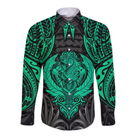 Polynesian Long Sleeve Button Shirt Abstract Tiki TS04 Unisex Black/Yellow - Polynesian Pride
