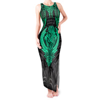 Polynesian Tank Maxi Dress Abstract Tiki TS04 Women Black Yellow - Polynesian Pride