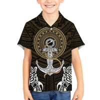 Polynesian Swordfish Family Matching Tank Maxi Dress and Hawaiian Shirt with Anchor Pattern and Tribal Turtle TS04 Son's Shirt Multicolor - Polynesian Pride