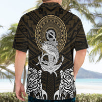 Polynesian Swordfish Hawaiian Shirt with Anchor Pattern and Tribal Turtle TS04 - Polynesian Pride