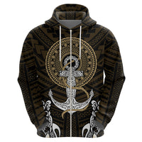 Polynesian Swordfish Hoodie with Anchor Pattern and Tribal Turtle TS04 - Polynesian Pride