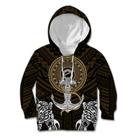 Polynesian Swordfish Kid Hoodie with Anchor Pattern and Tribal Turtle TS04 - Polynesian Pride