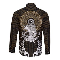 Polynesian Swordfish Long Sleeve Button Shirt with Anchor Pattern and Tribal Turtle TS04 Unisex Multicolor - Polynesian Pride
