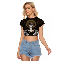 Polynesian Swordfish Raglan Cropped T Shirt with Anchor Pattern and Tribal Turtle TS04 - Polynesian Pride