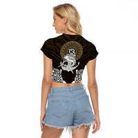 Polynesian Swordfish Raglan Cropped T Shirt with Anchor Pattern and Tribal Turtle TS04 Female Multicolor - Polynesian Pride
