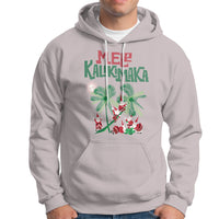 Mele Kalikimaka Santa Climb Palm Tree Hawaiian Christmas Hoodie TS09 Ice Gray - Polynesian Pride