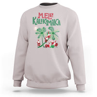 Mele Kalikimaka Santa Climb Palm Tree Hawaiian Christmas Sweatshirt TS09 Ice Gray - Polynesian Pride
