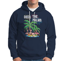 Christmas In Hawaii Hoodie Deck the Palms Firework Merry Christmas Flamingo TS09 Navy - Polynesian Pride