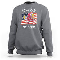 Christmas In Hawaii Sweatshirt Ho Ho Hold My Beer Drunk Santa USA Flag TS09 Charcoal - Polynesian Pride