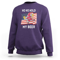 Christmas In Hawaii Sweatshirt Ho Ho Hold My Beer Drunk Santa USA Flag TS09 Purple - Polynesian Pride