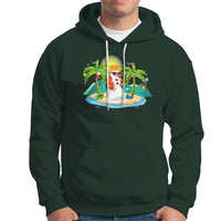 Christmas In Hawaii Hoodie Hawaiian Snowman Xmas Palm Tree At The Beach TS09 Dark Forest Green - Polynesian Pride