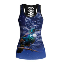 Tui Bird Matariki Galaxy Hollow Tank Top Koru Silver Fern Aotearoa
