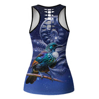 Tui Bird Matariki Galaxy Hollow Tank Top Koru Silver Fern Aotearoa