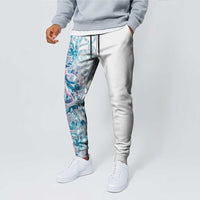 Turquoise Paua Shell Maori Jogger Pants Koru Kowhaiwhai
