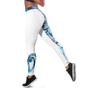 Turquoise Paua Shell Maori Leggings Koru Kowhaiwhai