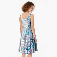 Turquoise Paua Shell Maori Midi Dress Koru Kowhaiwhai LT7 - Polynesian Pride