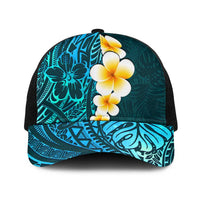 Turquosie Polynesia Baseball Net Cap Plumeria Tropical Leaves With Galaxy Polynesian Art - Polynesian Pride