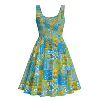 Tuvalu Manuia te Kilisimasi Midi Dress Pacific Patchwork Xmas Vibes - Polynesian Pride