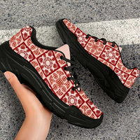 Ulaula Palaka Quilt Hawaii Chunky Sneakers Hawaiian Tropical Monstera Sea Turtle