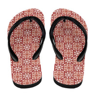 Ulaula Palaka Quilt Hawaii Flip Flops Hawaiian Tropical Monstera Sea Turtle