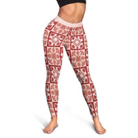 Ulaula Palaka Quilt Hawaii Leggings Hawaiian Tropical Monstera Sea Turtle