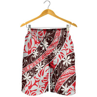 Uteute Tahiti Tiare Monstera Shorts for Men Polynesian Pattern Curve Style LT01 - Polynesian Pride