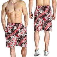 Uteute Tahiti Tiare Monstera Shorts for Men Polynesian Pattern Curve Style LT01 - Polynesian Pride