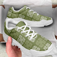 Vesuvian Green Palaka Quilt Hawaii Chunky Sneakers Traditional Hawaii-plaid Pattern LT14 - Polynesian Pride