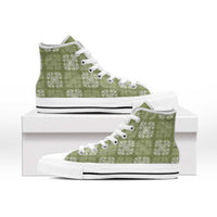 Vesuvian Green Palaka Quilt Hawaii High Top Shoes Traditional Hawaii-plaid Pattern - Polynesian Pride