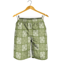 Vesuvian Green Palaka Quilt Hawaii Shorts for Men Traditional Hawaii-plaid Pattern - Polynesian Pride