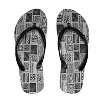 Vintage Aloha Block Quilt Flip Flops Black Inspired Lei Motifs - Polynesian Pride
