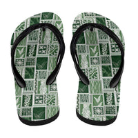 Vintage Aloha Block Quilt Flip Flops Green Inspired Lei Motifs - Polynesian Pride