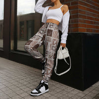 Vintage Aloha Block Quilt Jogger Pants Beige Inspired Lei Motifs - Polynesian Pride