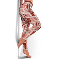 Vintage Aloha Block Quilt Leggings Red Inspired Lei Motifs - Polynesian Pride