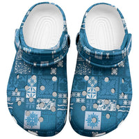 Vintage Hawaiian Quilting Patterns Clogs Shoes Blue Style Tribal Fabric Patchwork - Polynesian Pride