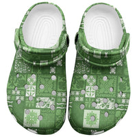 Vintage Hawaiian Quilting Patterns Clogs Shoes Green Style Tribal Fabric Patchwork - Polynesian Pride