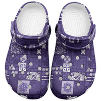 Vintage Hawaiian Quilting Patterns Clogs Shoes Purple Style Tribal Fabric Patchwork - Polynesian Pride