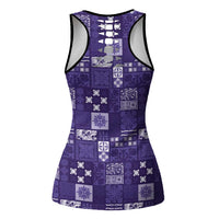 Vintage Hawaiian Quilting Patterns Hollow Tank Top Purple Style Tribal Fabric Patchwork - Polynesian Pride