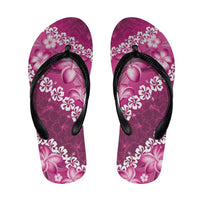 Vintage Pink Polynesia Flip Flops Plumeria Hibiscus Tropical Vibes LT14 Pink - Polynesian Pride