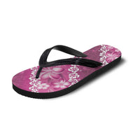 Vintage Pink Polynesia Flip Flops Plumeria Hibiscus Tropical Vibes LT14 - Polynesian Pride
