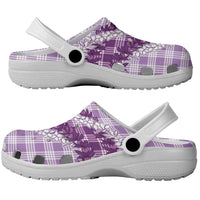 Violet Hawaii Palaka Clogs Shoes Hawaiian Honohono Lei
