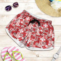 Wallis Et Futuna Kilisimasi Fiefia Shorts for Women Pacific Patchwork Xmas Vibes - Polynesian Pride