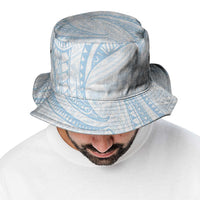 White Sunday Lotu Tamaiti Bucket Hat Polynesian Wave Pastel Sky Blue - Polynesian Pride