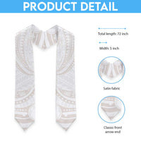 White Sunday Lotu Tamaiti Graduation Stole Polynesian Wave Pastel Nude LT9 - Polynesian Pride