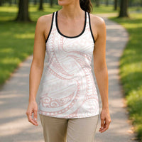 White Sunday Lotu Tamaiti Hollow Tank Top Polynesian Wave Pastel Blush - Polynesian Pride